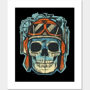 Pilot Skull Funny Aviation Lover Airplane Enthusiast Posters and Art